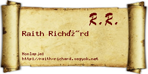 Raith Richárd névjegykártya